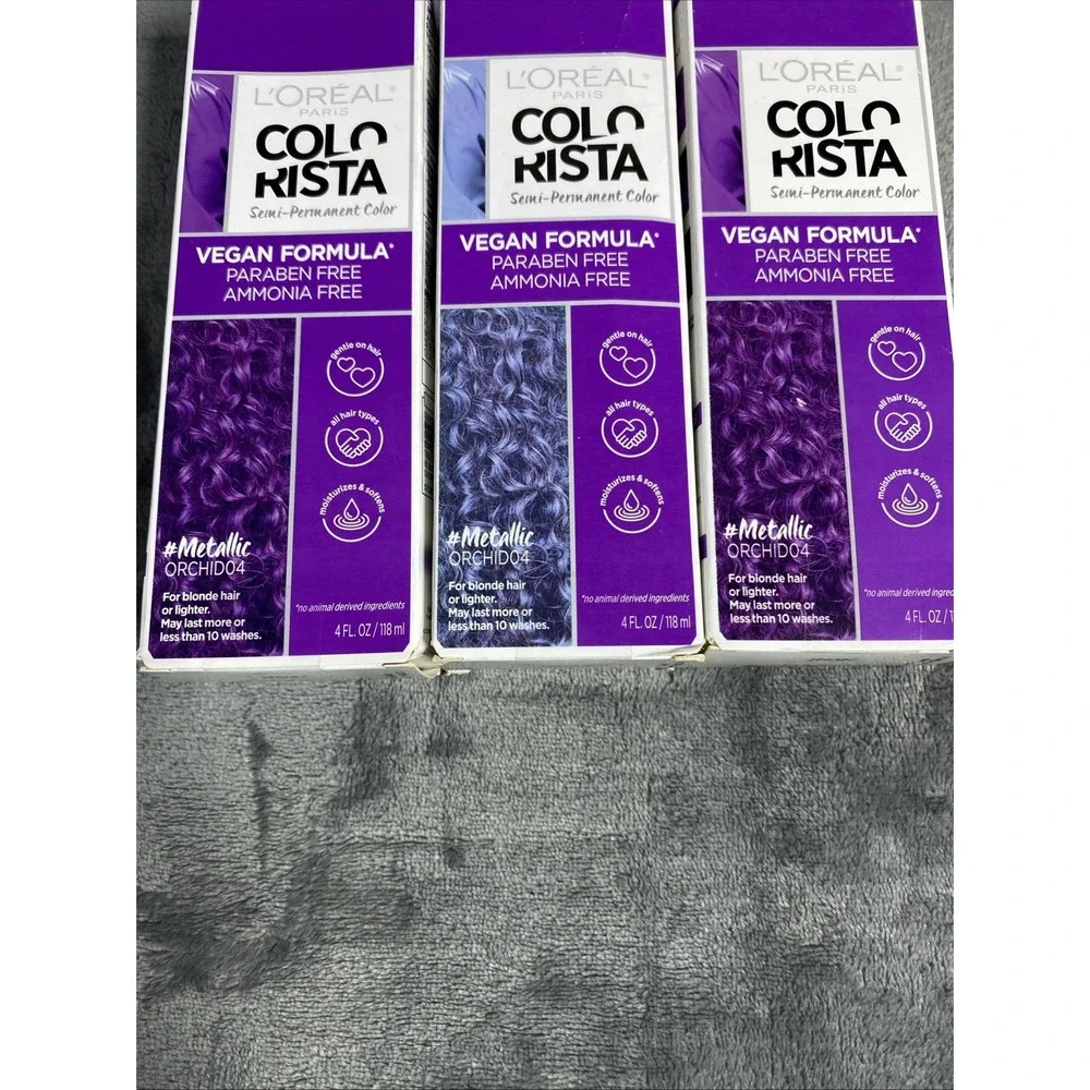 L'Oreal ColoRista Semi Permanent Lot of 3 Vegan Hair Dye Color Metallic Orchid04